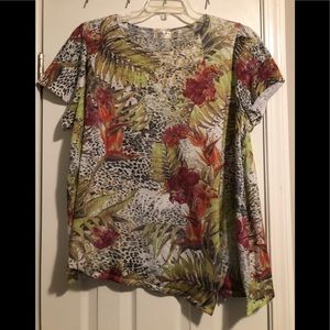 terra & sky animal print top with flowers